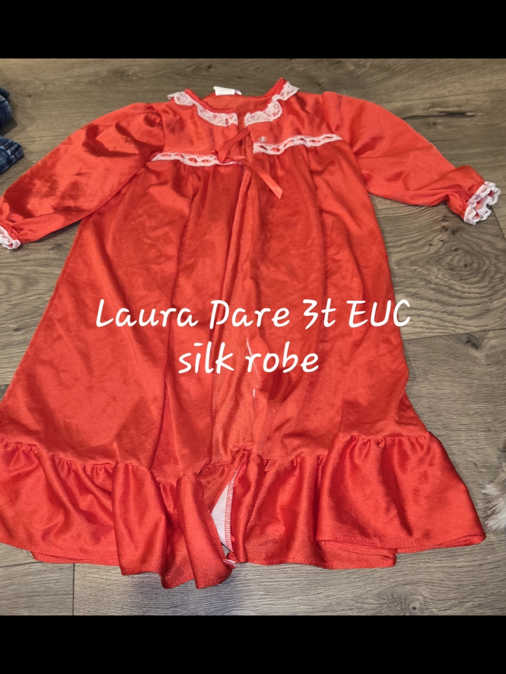 Laura Dare Girls' Red Silk Robe - 3T